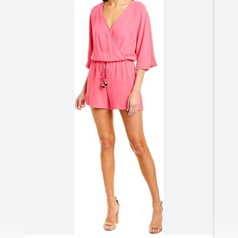 TRINA TURK WOMEN’S DRAWSTRING WAIST ROMPER Watermelon Beach Small